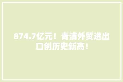 874.7亿元！青浦外贸进出口创历史新高！ 874.7亿元！青浦外贸进出口创历史新高！ 互联通信
