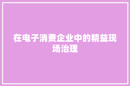 在电子消费企业中的精益现场治理 智能家居 在电子消费企业中的精益现场治理 在电子消费企业中的精益现场治理 智能家居
