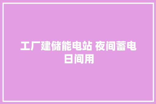 工厂建储能电站 夜间蓄电日间用