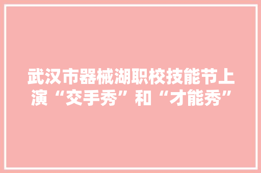 武汉市器械湖职校技能节上演“交手秀”和“才能秀”