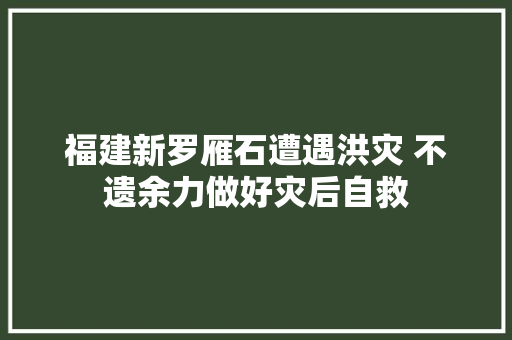 福建新罗雁石遭遇洪灾 不遗余力做好灾后自救