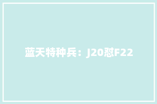 蓝天特种兵：J20怼F22