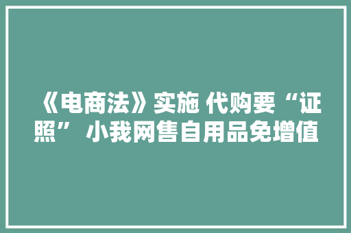 《电商法》实施 代购要“证照” 小我网售自用品免增值税