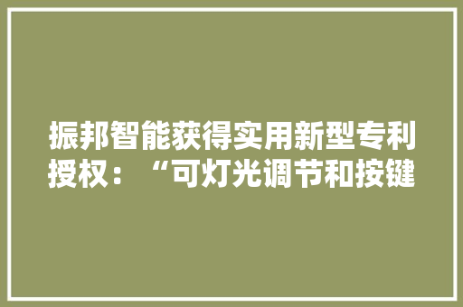 振邦智能获得实用新型专利授权：“可灯光调节和按键检测的复用电路及电子产品” 振邦智能获得实用新型专利授权：“可灯光调节和按键检测的复用电路及电子产品” 智能科技