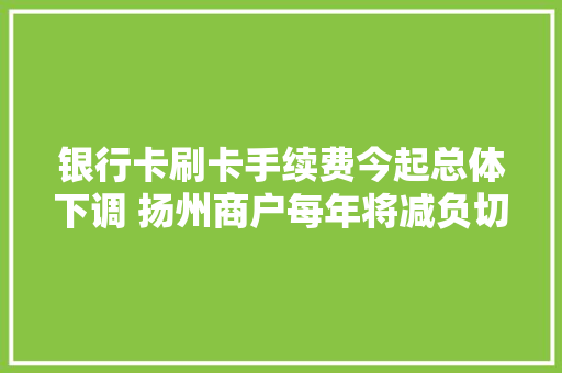 银行卡刷卡手续费今起总体下调 扬州商户每年将减负切切元