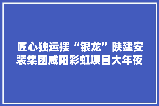 匠心独运摆“银龙”陕建安装集团咸阳彩虹项目大年夜型管道敷设侧记