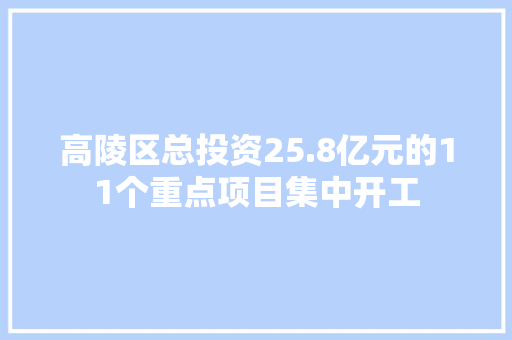 高陵区总投资25.8亿元的11个重点项目集中开工