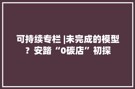 可持续专栏 |未完成的模型？安踏“0碳店”初探