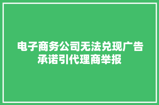 电子商务公司无法兑现广告承诺引代理商举报