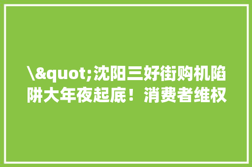 \"沈阳三好街购机陷阱大年夜起底！消费者维权实战攻略避坑必备指南\"