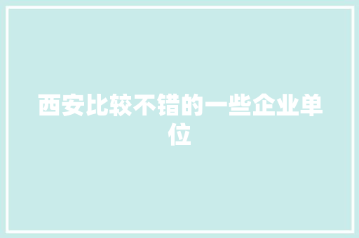 西安比较不错的一些企业单位