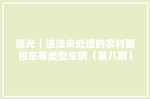 曝光｜违法未处理的农村面包车等类型车辆（第八期）