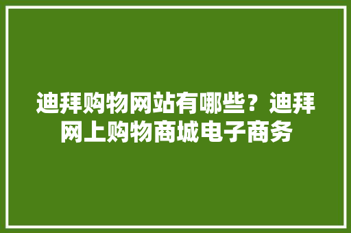 迪拜购物网站有哪些？迪拜网上购物商城电子商务