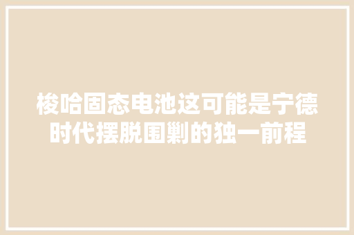 梭哈固态电池这可能是宁德时代摆脱围剿的独一前程