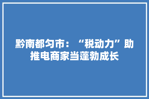 黔南都匀市：“税动力”助推电商家当蓬勃成长