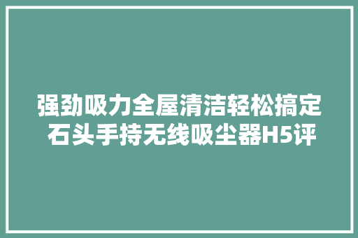 强劲吸力全屋清洁轻松搞定 石头手持无线吸尘器H5评测