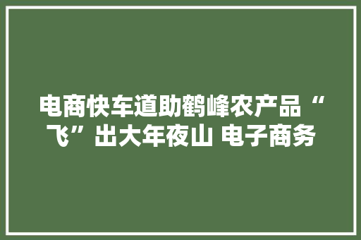 电商快车道助鹤峰农产品“飞”出大年夜山 电子商务交易额破3亿元
