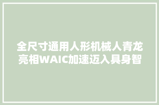 全尺寸通用人形机械人青龙亮相WAIC加速迈入具身智能时代
