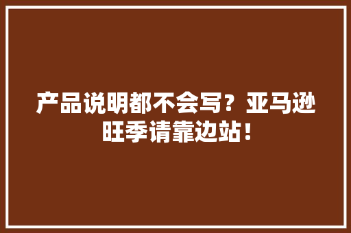 产品说明都不会写？亚马逊旺季请靠边站！ 产品说明都不会写？亚马逊旺季请靠边站！ 人工智能