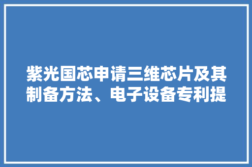 紫光国芯申请三维芯片及其制备方法、电子设备专利提高产品机能