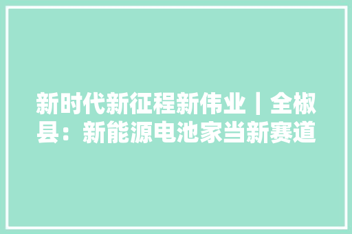 新时代新征程新伟业｜全椒县：新能源电池家当新赛道跑出高质量成长“加速度”
