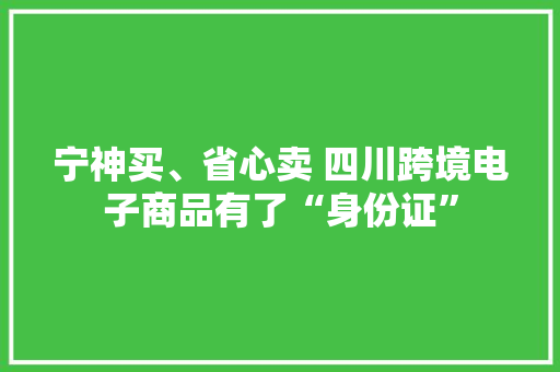 宁神买、省心卖 四川跨境电子商品有了“身份证”