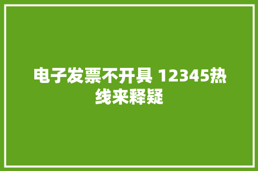 电子发票不开具 12345热线来释疑 电子发票不开具 12345热线来释疑 智能家居