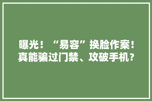 曝光！“易容”换脸作案！真能骗过门禁、攻破手机？记者实测……