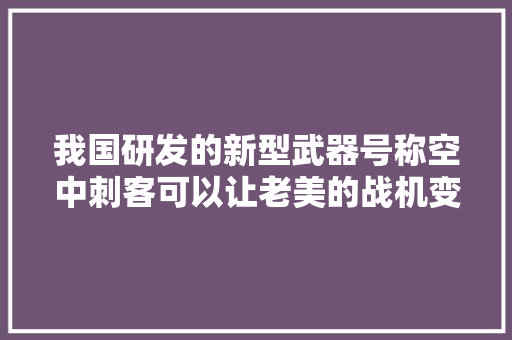我国研发的新型武器号称空中刺客可以让老美的战机变成废铁