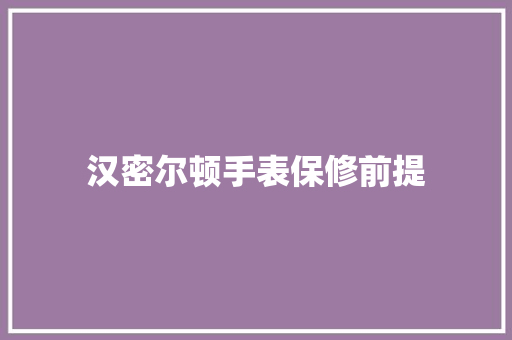 汉密尔顿手表保修前提 汉密尔顿手表保修前提 智能家居