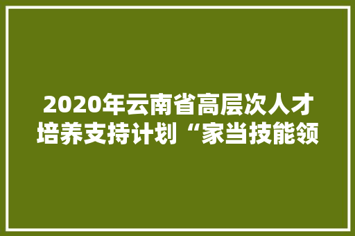 2020年云南省高层次人才培养支持计划“家当技能领军人才”等5个专项入选人才通知书记 互联通信