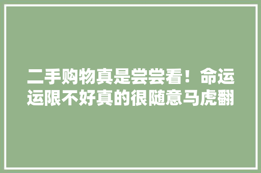 二手购物真是尝尝看！命运运限不好真的很随意马虎翻车