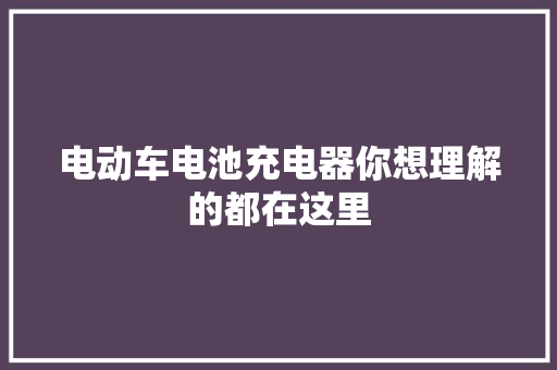 电动车电池充电器你想理解的都在这里