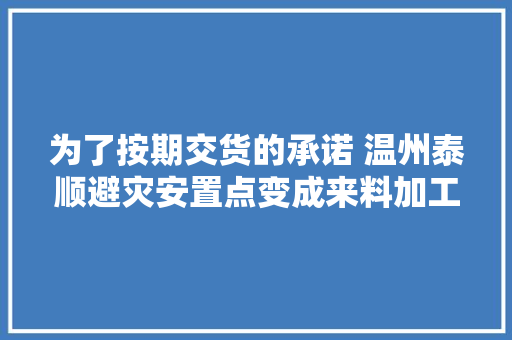 为了按期交货的承诺 温州泰顺避灾安置点变成来料加工点