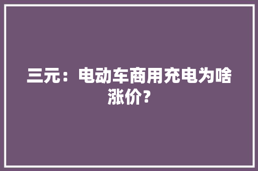 三元：电动车商用充电为啥涨价？