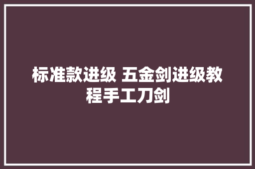 标准款进级 五金剑进级教程手工刀剑 标准款进级 五金剑进级教程手工刀剑 互联通信