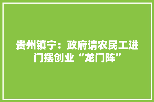 贵州镇宁：政府请农民工进门摆创业“龙门阵”
