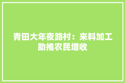 青田大年夜路村：来料加工助推农民增收