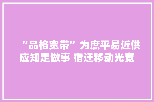 “品格宽带”为庶平易近供应知足做事 宿迁移动光宽带用户超50万