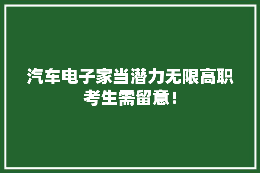 汽车电子家当潜力无限高职考生需留意！