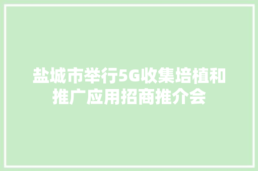 盐城市举行5G收集培植和推广应用招商推介会