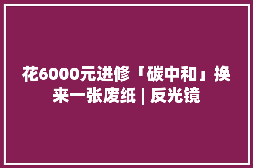 花6000元进修「碳中和」换来一张废纸 | 反光镜