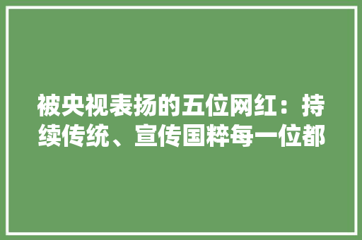 被央视表扬的五位网红：持续传统、宣传国粹每一位都值得点赞