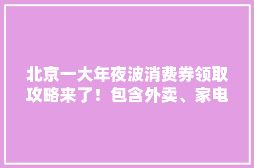 北京一大年夜波消费券领取攻略来了！包含外卖、家电、平易近宿……