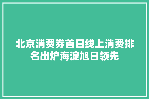 北京消费券首日线上消费排名出炉海淀旭日领先