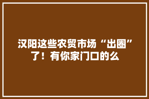 汉阳这些农贸市场“出圈”了！有你家门口的么