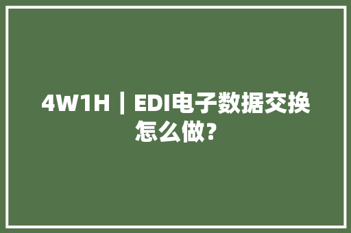 4W1H｜EDI电子数据交换怎么做？
