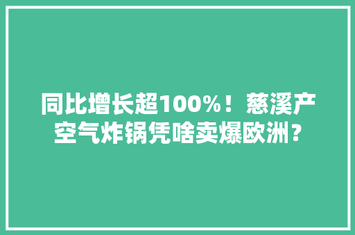 同比增长超100%！慈溪产空气炸锅凭啥卖爆欧洲？ 同比增长超100%！慈溪产空气炸锅凭啥卖爆欧洲？ 智能科技