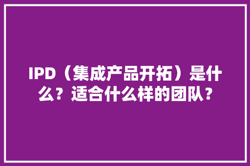 IPD（集成产品开拓）是什么？适合什么样的团队？