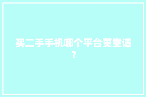 买二手手机哪个平台更靠谱？